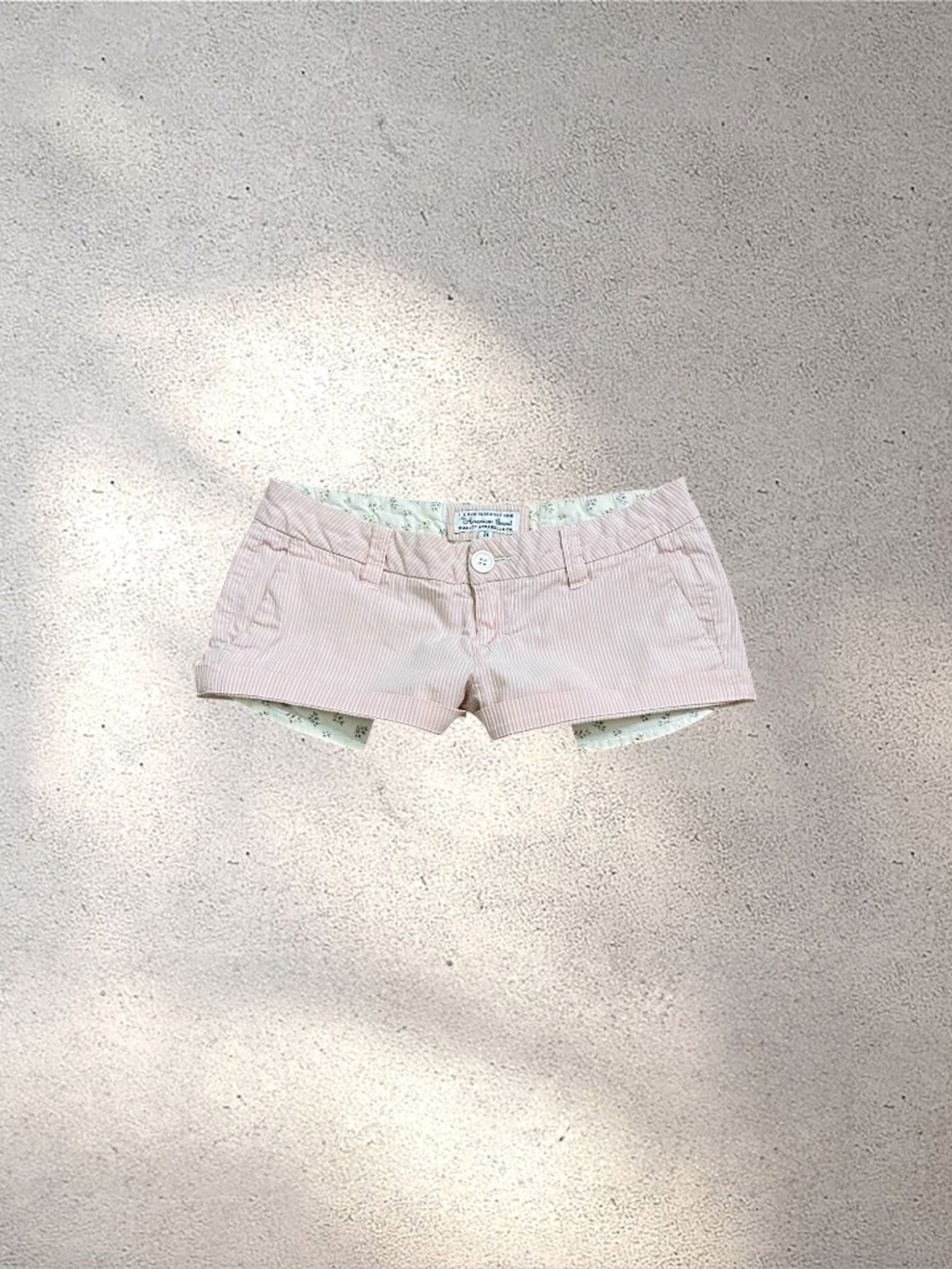 Early 2000s H81 Low Rise Pink Seersucker Pinstripe Shorts | Y2K Coquette